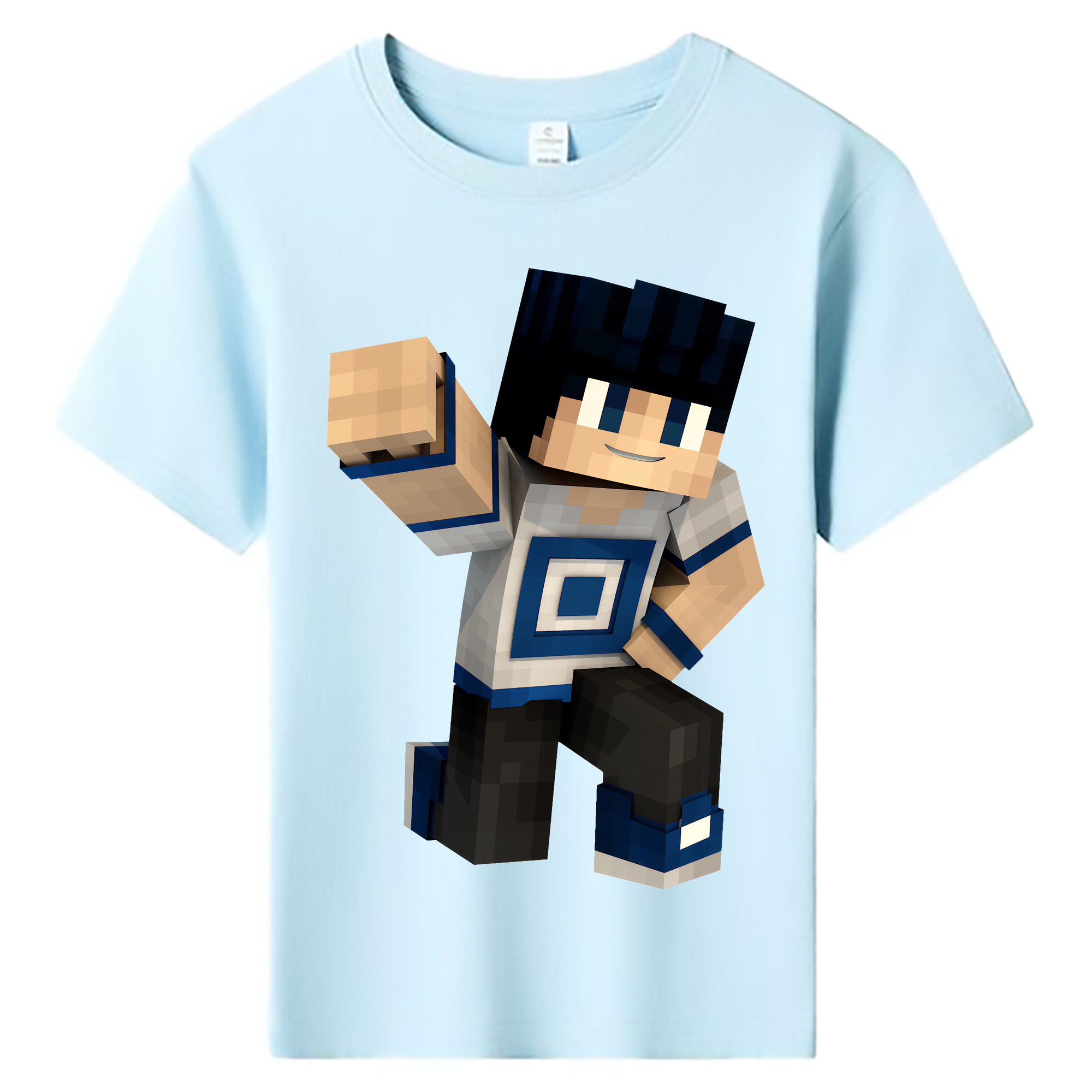 （画像用） マインクラフト ブロックの世界 Minecraft MC Block world 綿100％キッズTシャツ（フロントプリント）